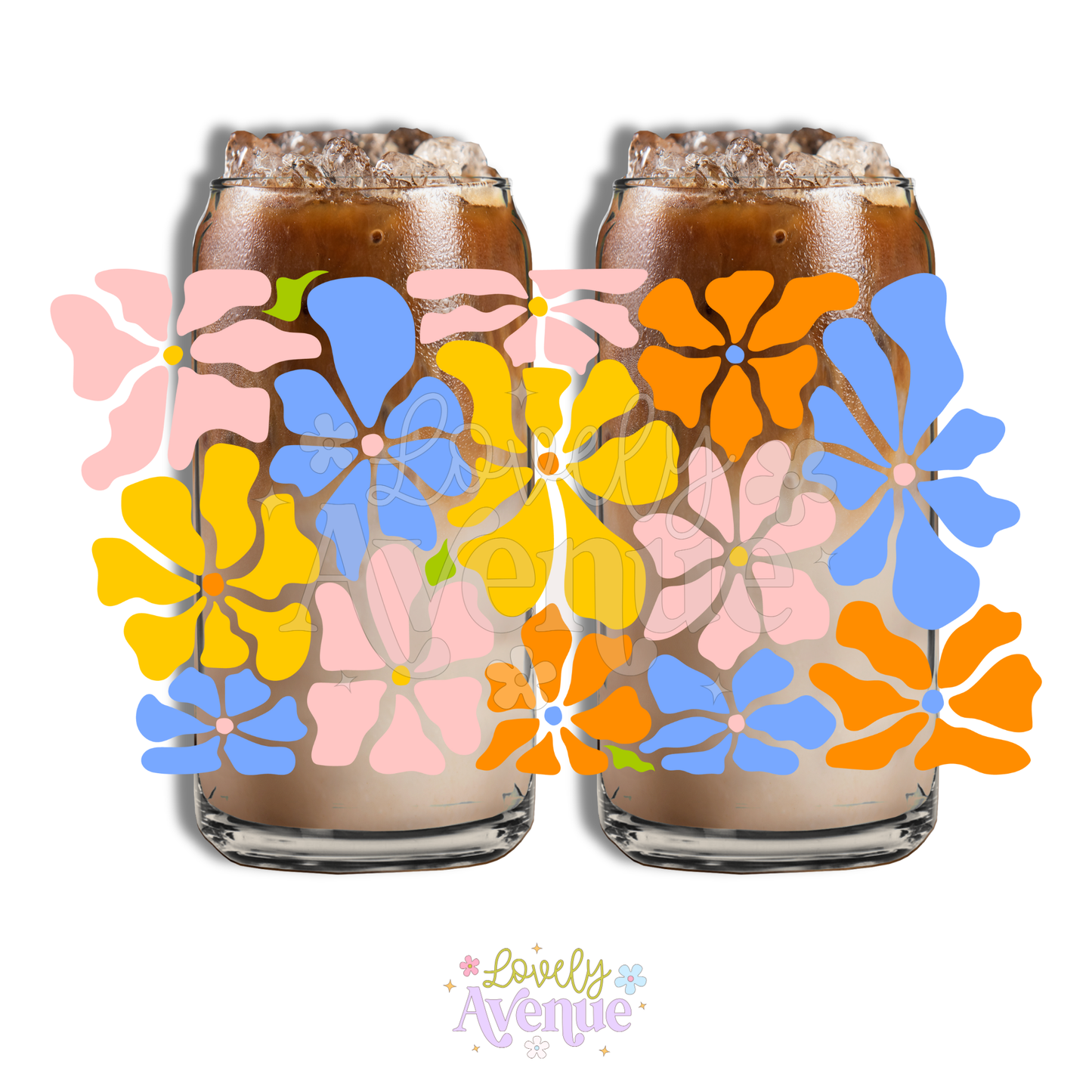 Abstract Flowers - Glass Cup