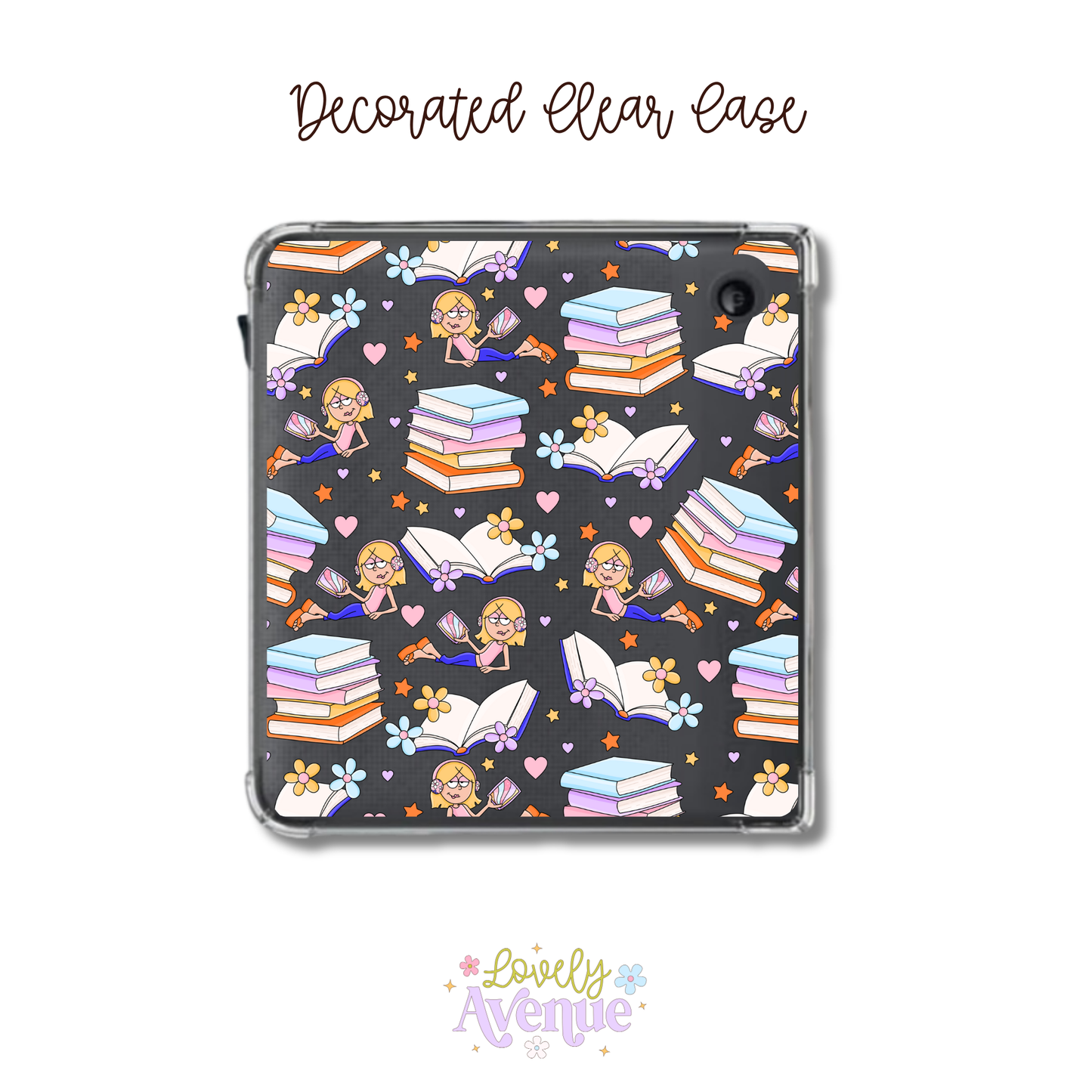 Liz Books - E-Reader Decorated Clear Case