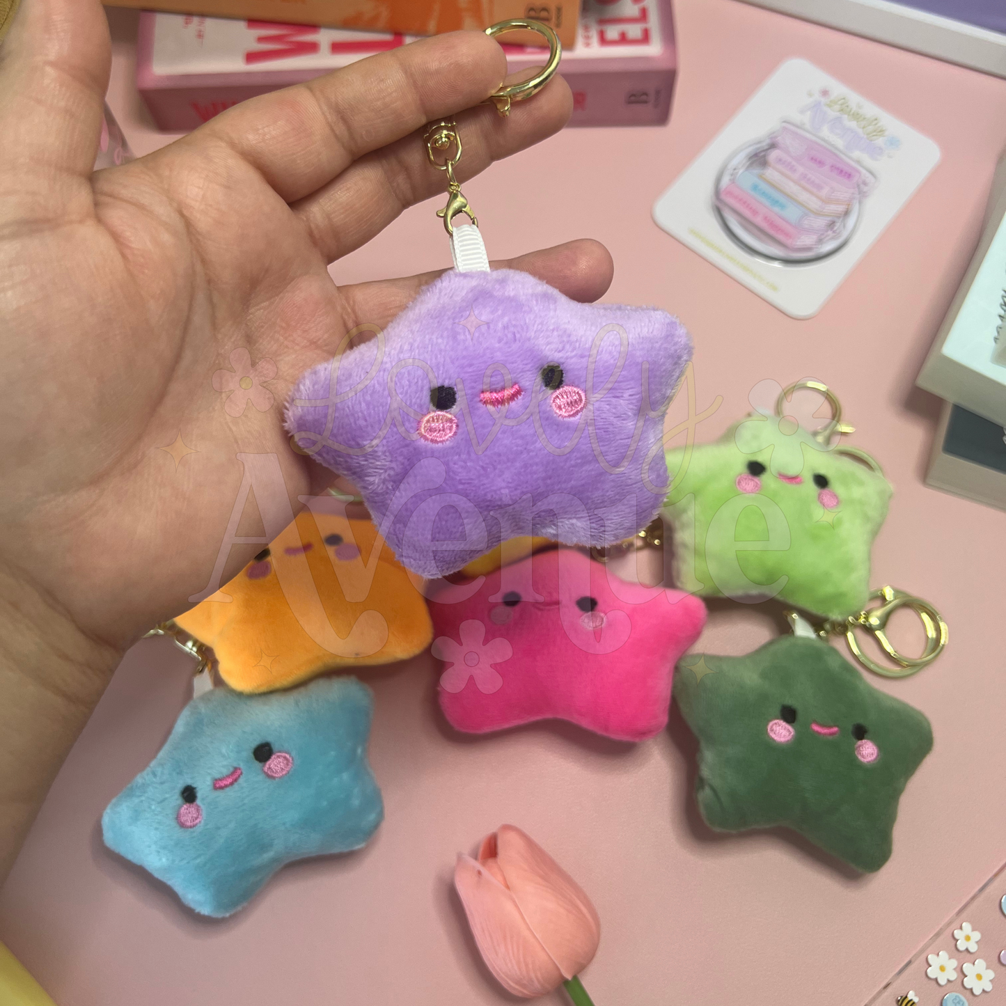 Purple - Funky Star Plush Keychain