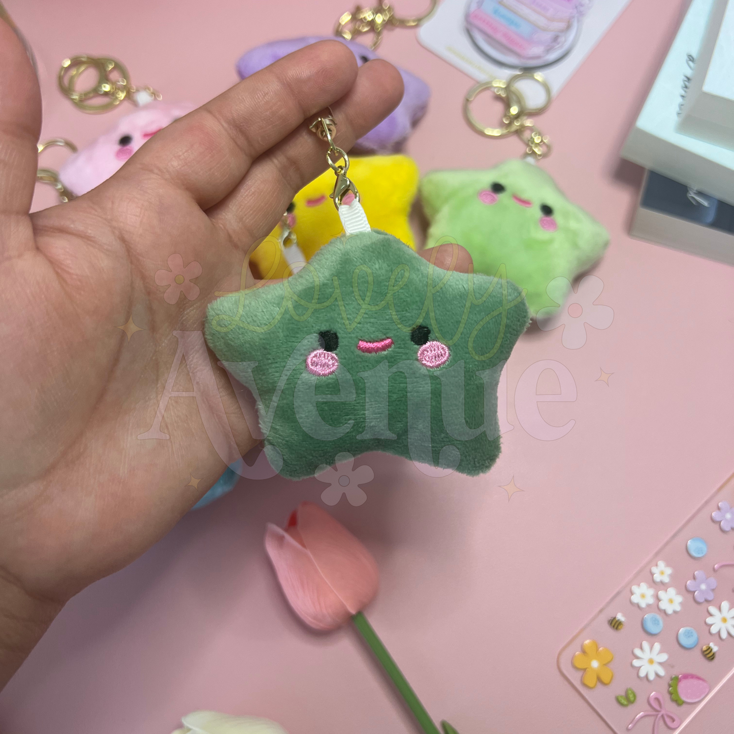 Dark Green - Funky Star Plush Keychain
