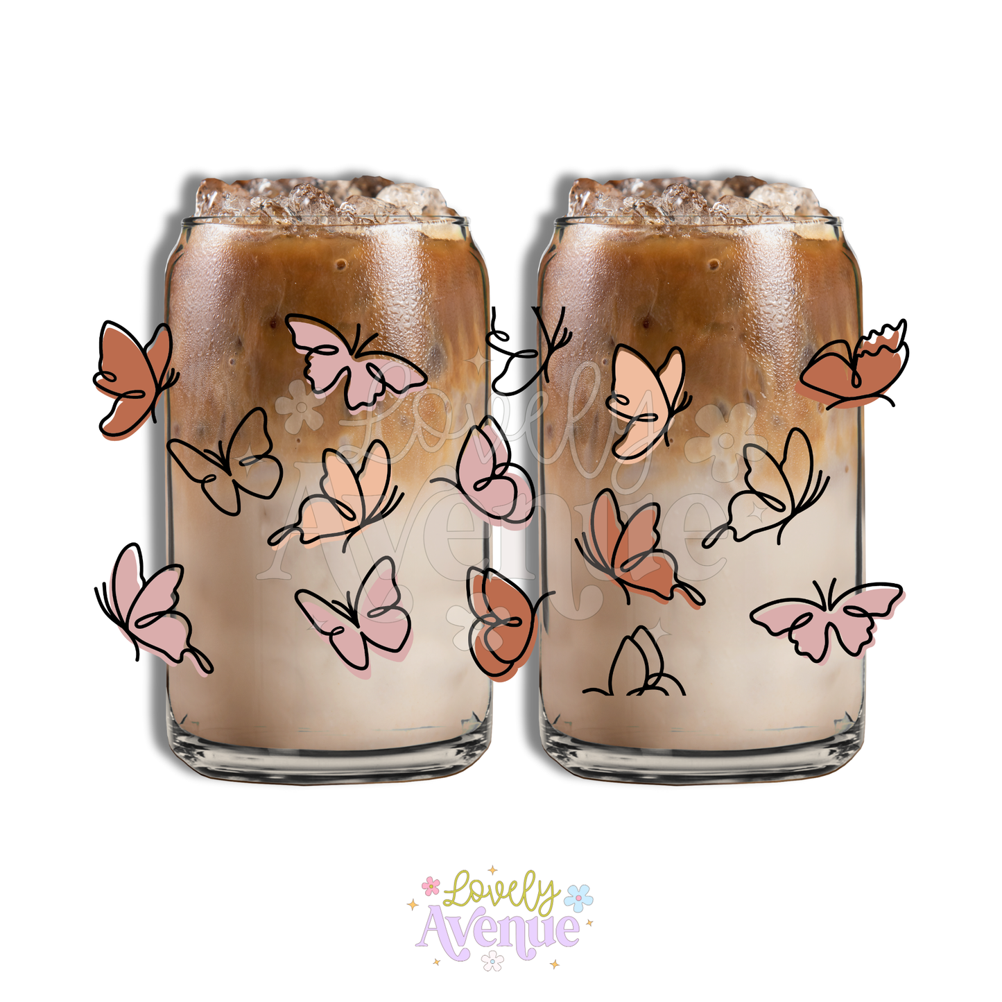 Boho Flying Butterfly - Glass Cup