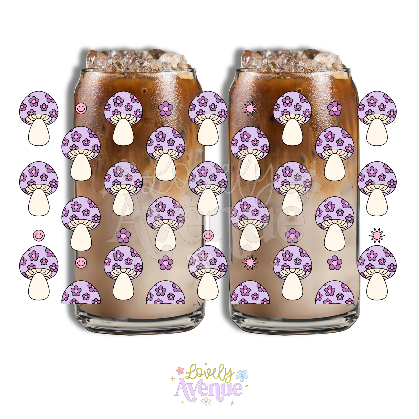 Purple Daisy Mushies - Glass Cup