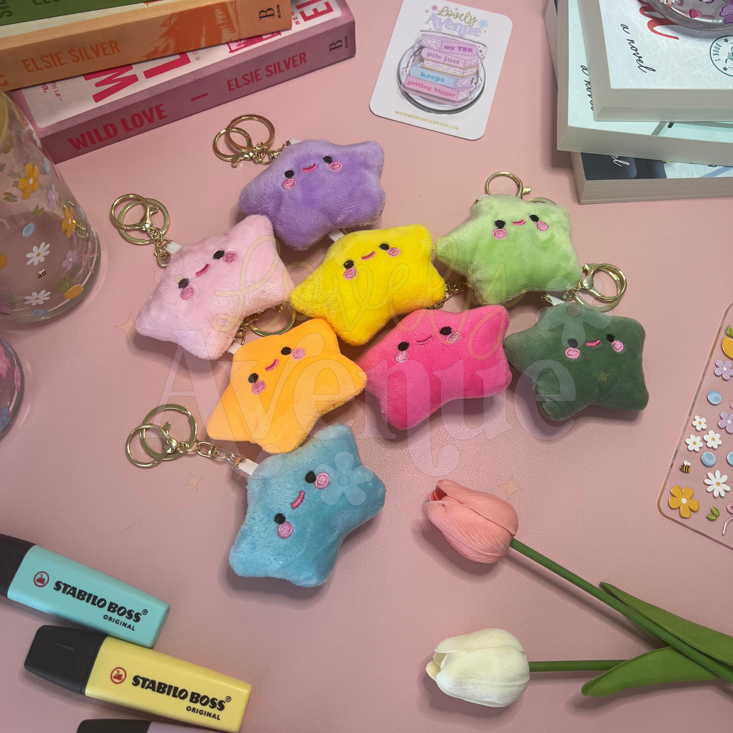Funky Star Plush Keychains