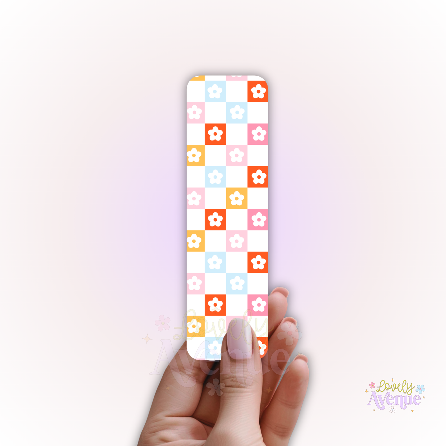 Checkered Flowers - Cardstock Bookmark