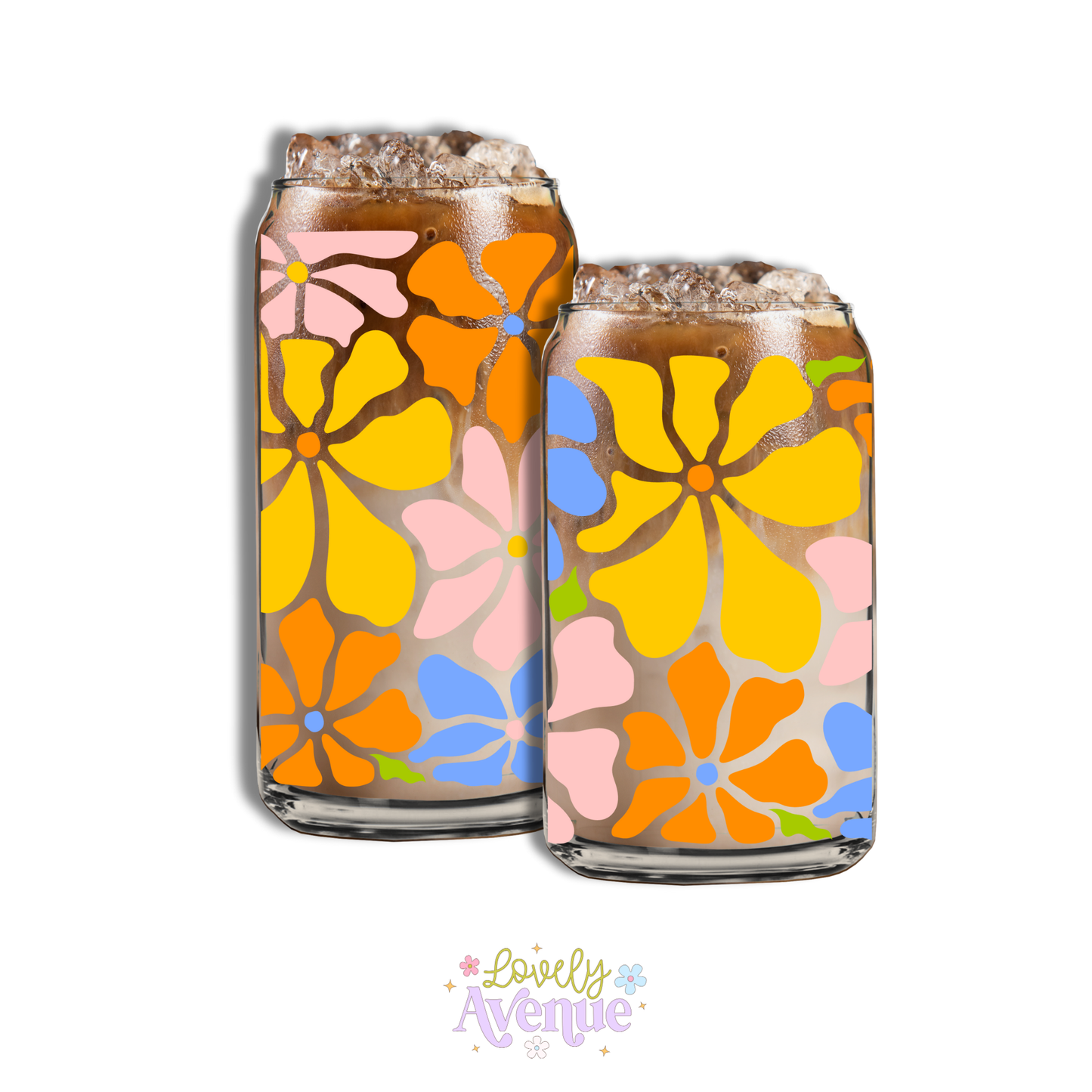 Abstract Flowers - Glass Cup