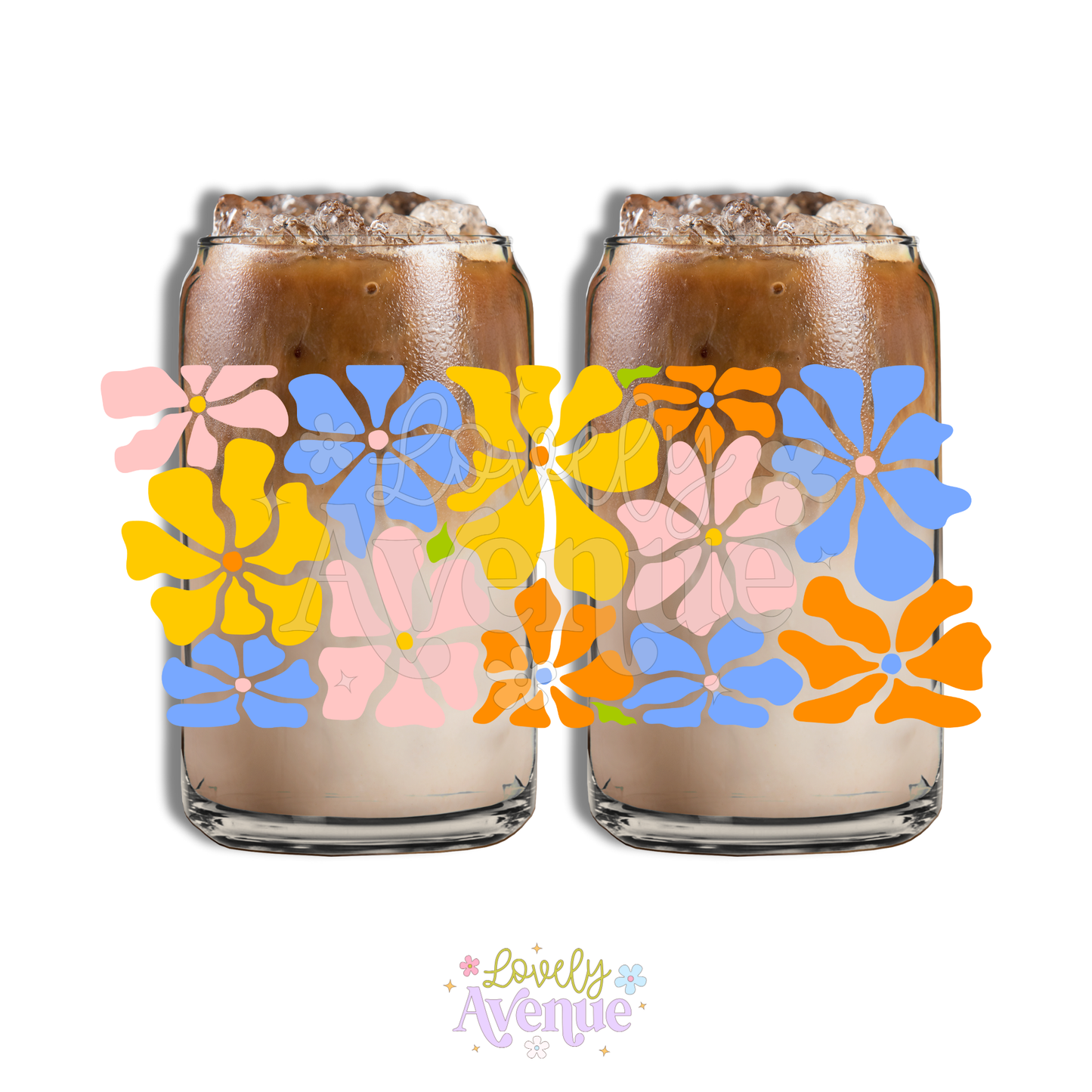 Abstract Flowers - Glass Cup