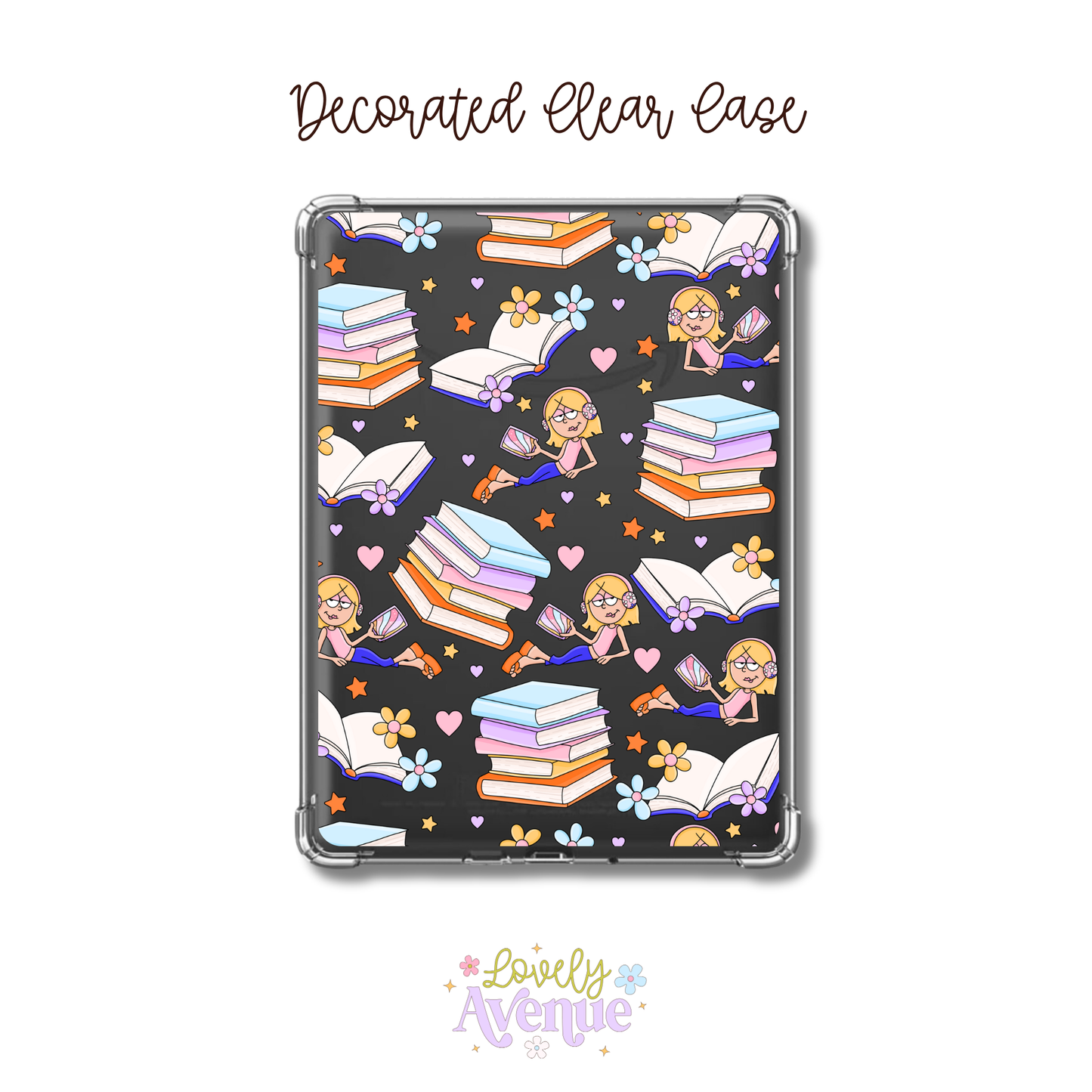 Liz Books - E-Reader Decorated Clear Case