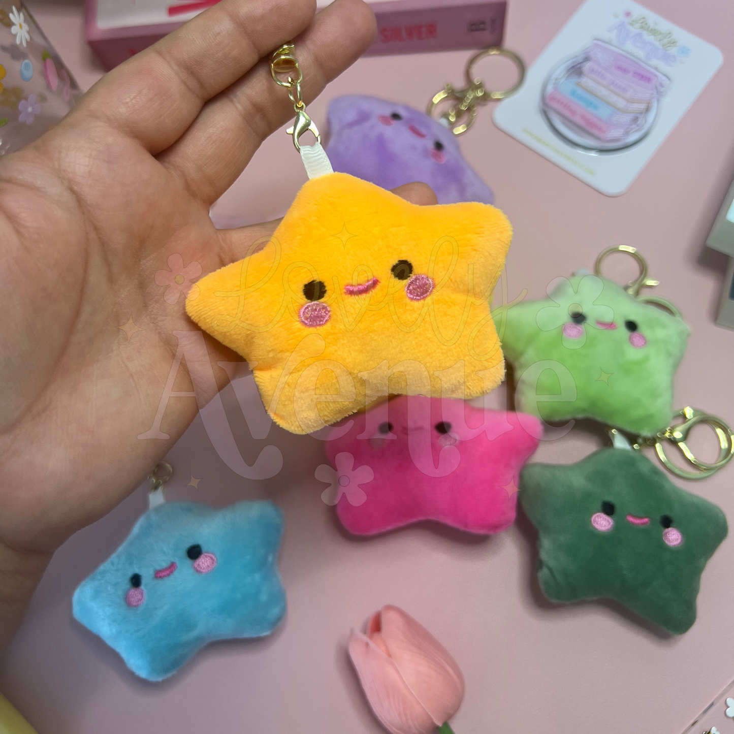 Orange - Funky Star Plush Keychain