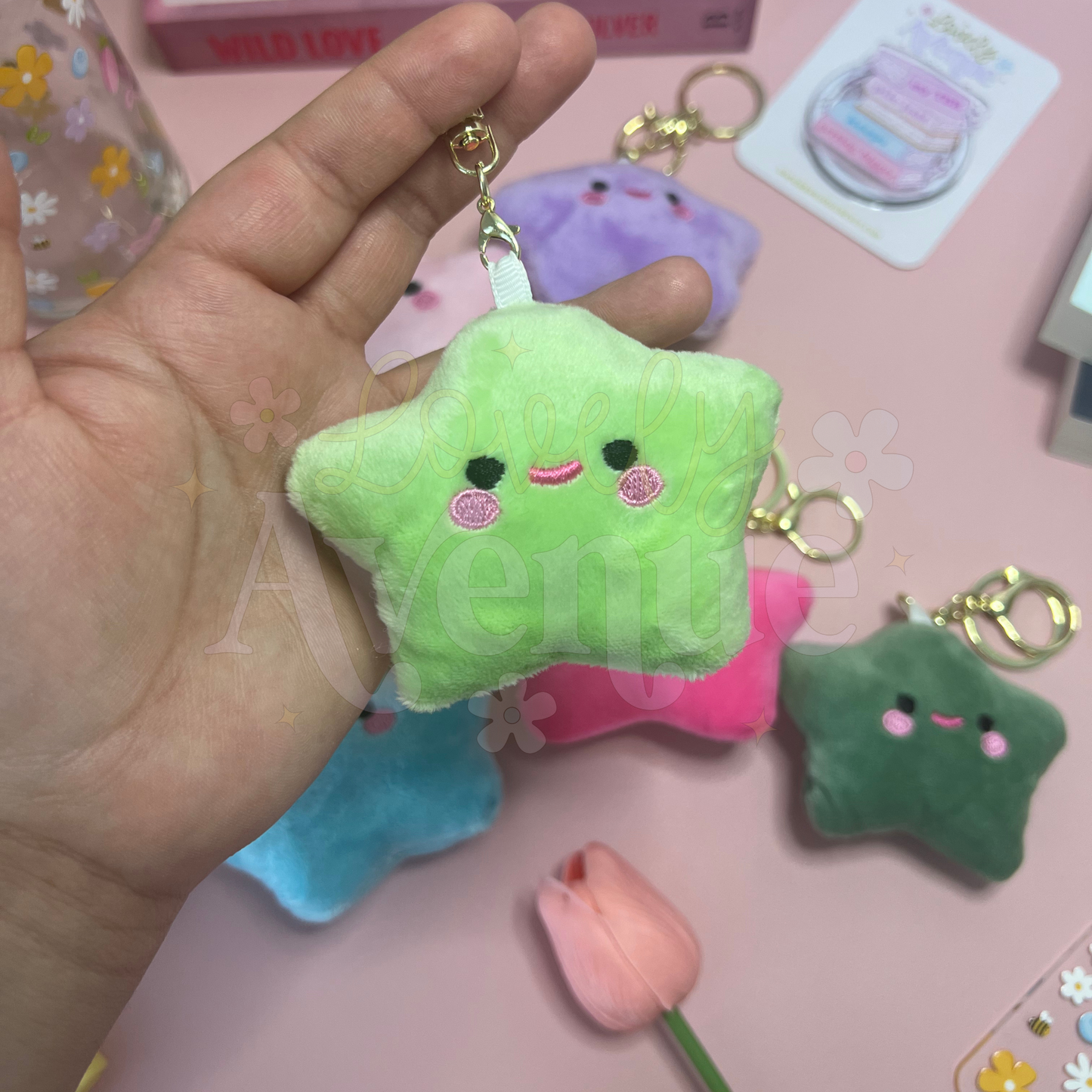 Light Green - Funky Star Plush Keychain
