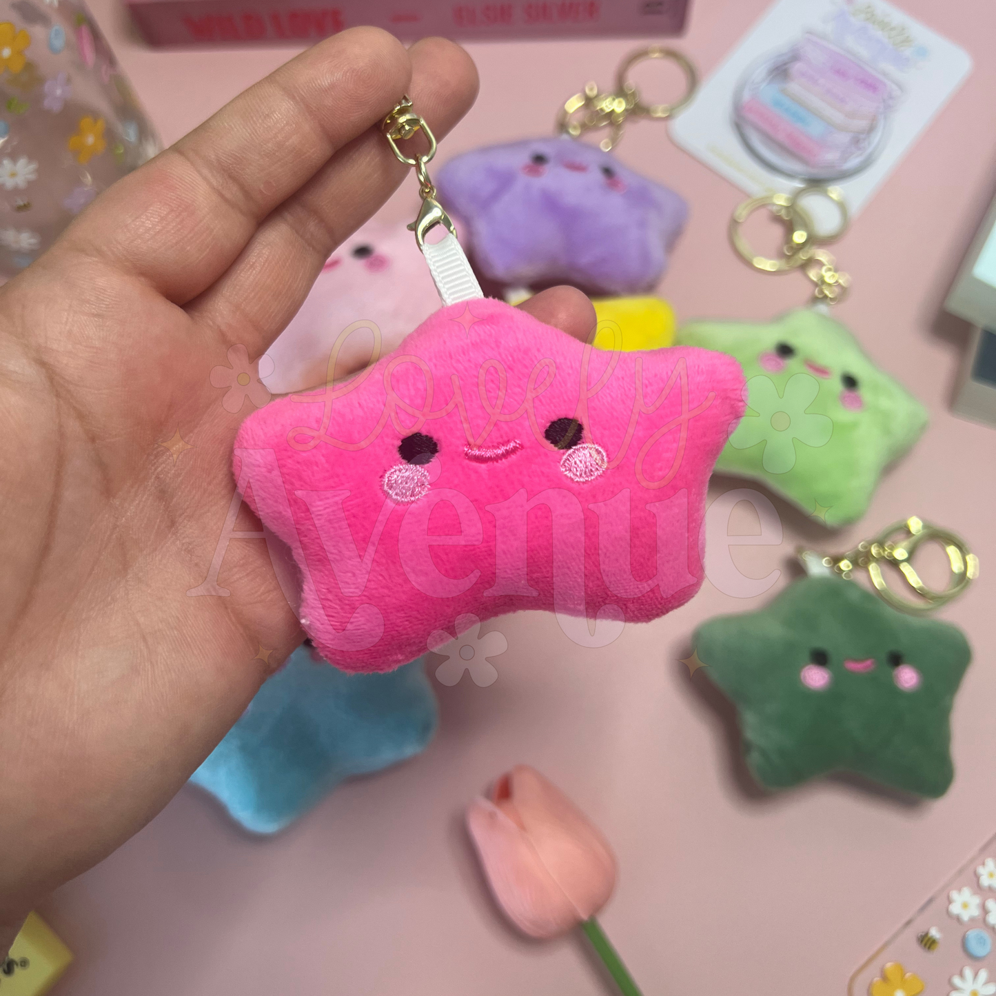 Dark Pink - Funky Star Plush Keychain