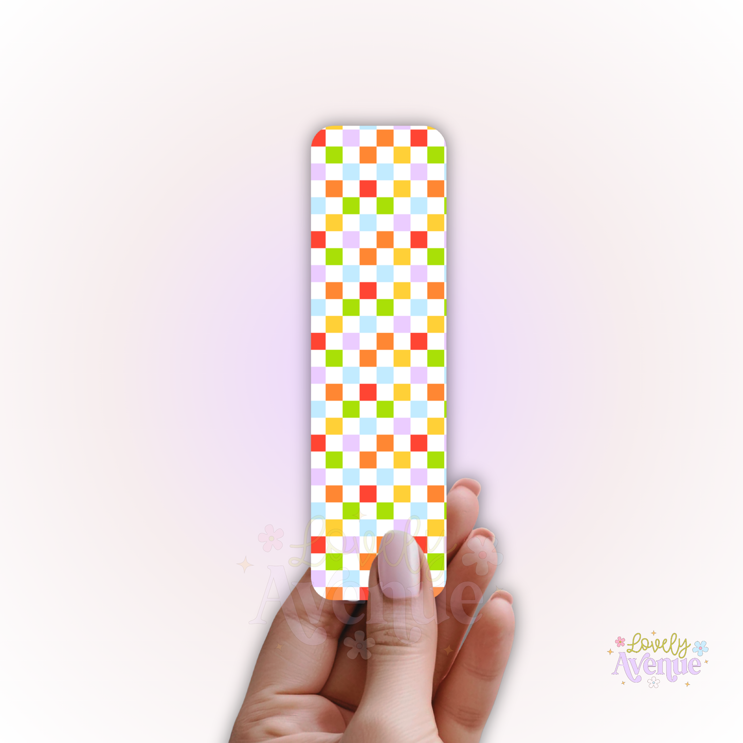 Rainbow Checkered - Cardstock Bookmark