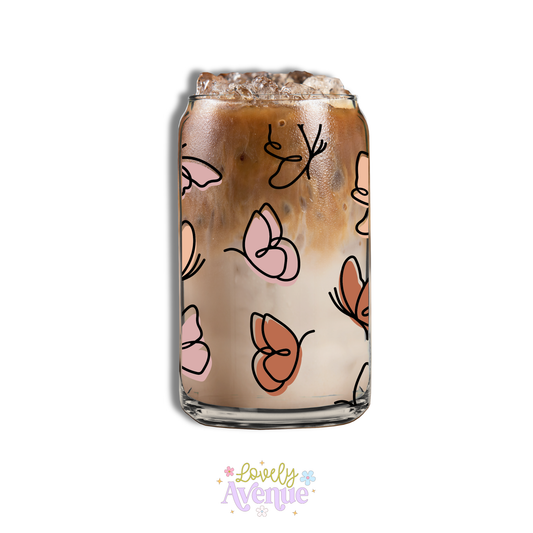 Boho Flying Butterfly - Glass Cup