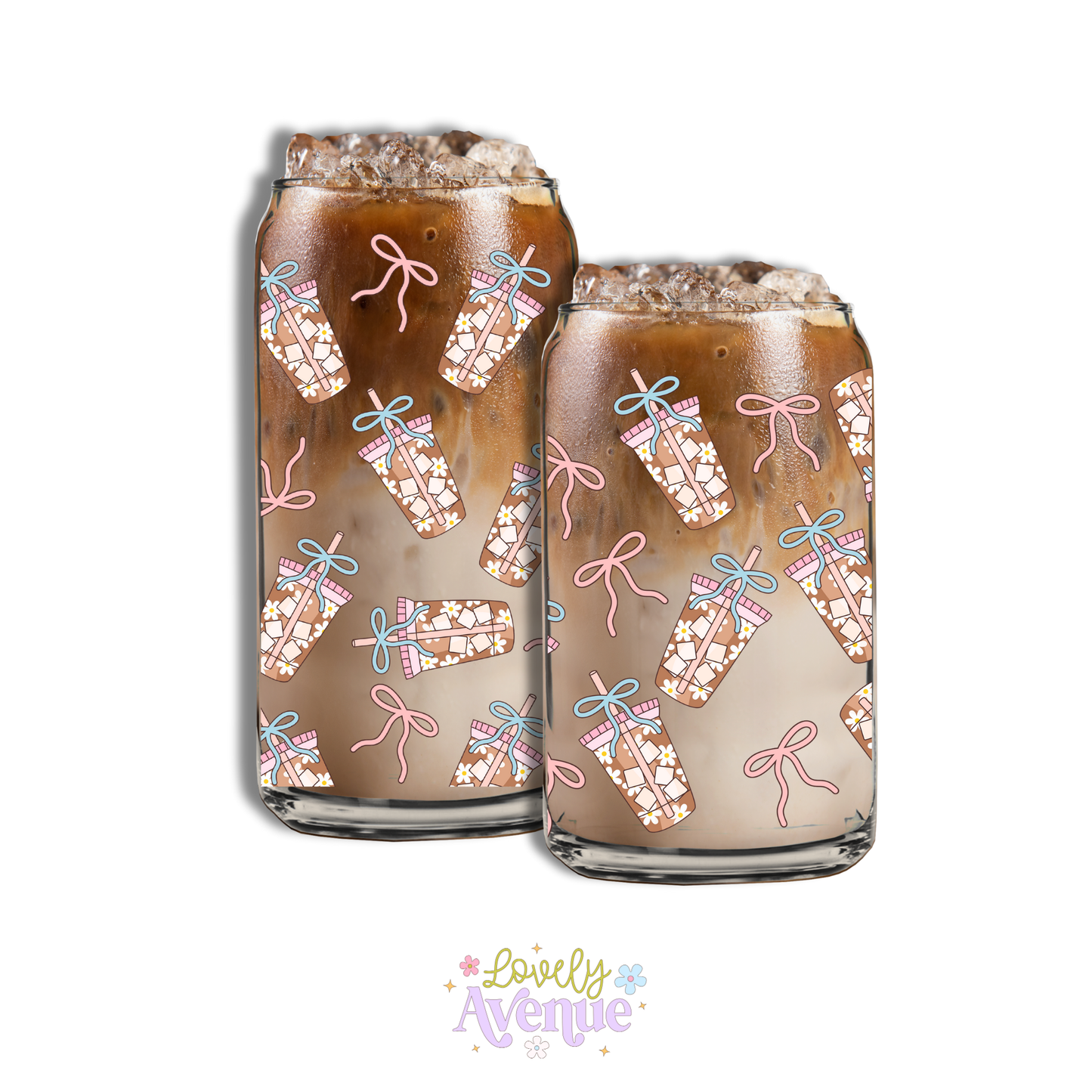 Summer Coffee Bows - Glass Cup