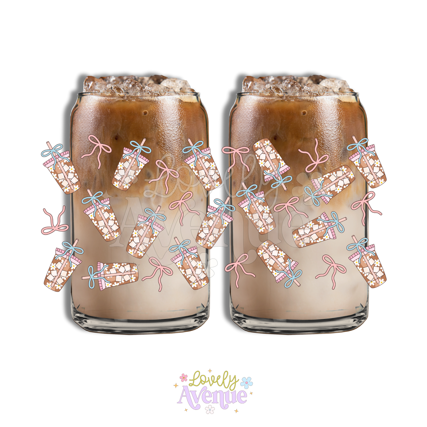Summer Coffee Bows - Glass Cup