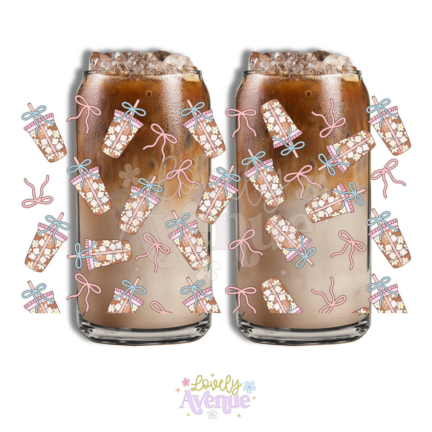 Summer Coffee Bows - Glass Cup