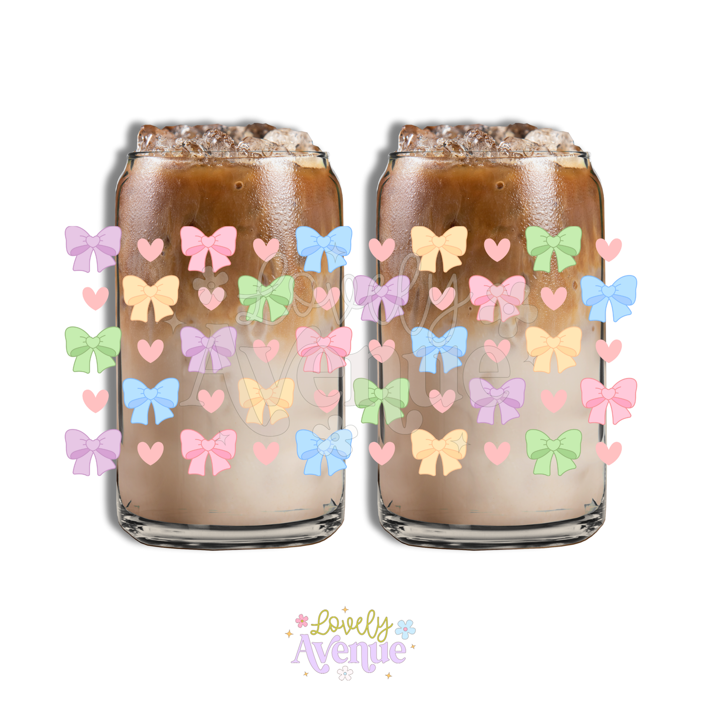 Pastel Bows - Glass Cup