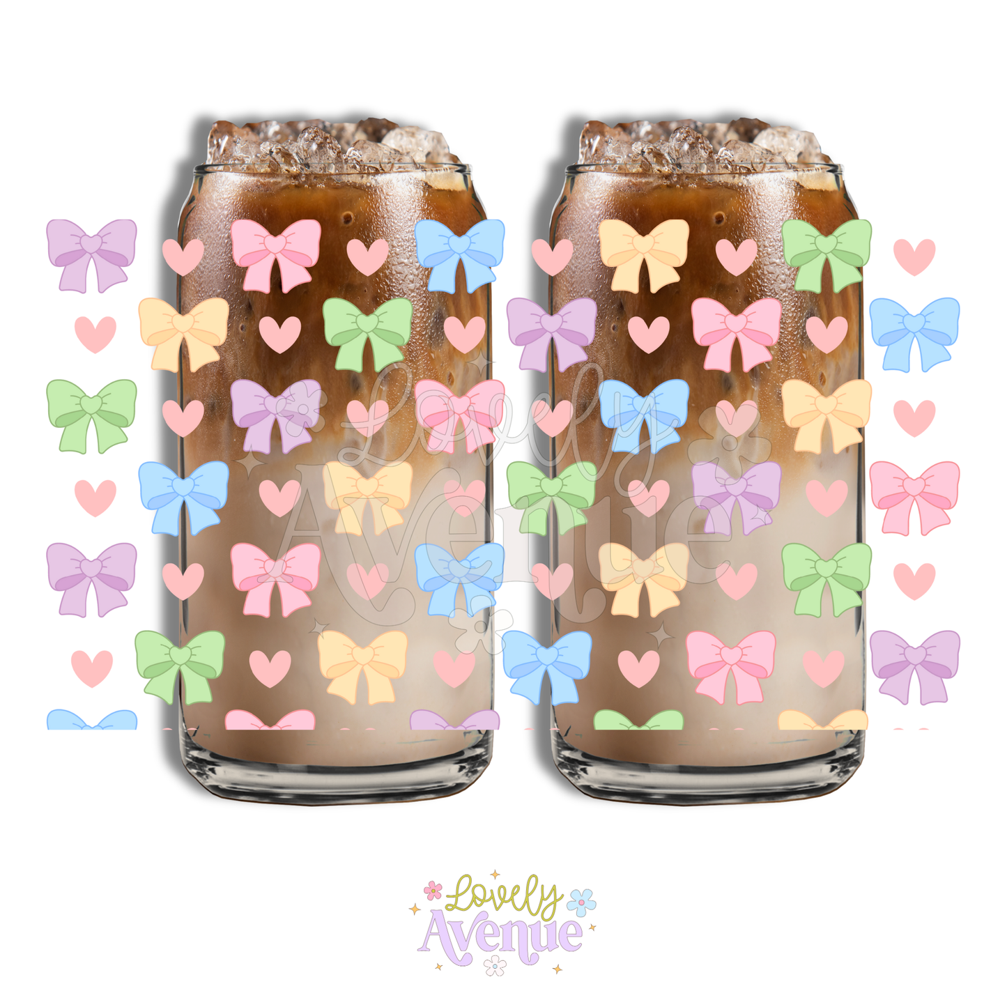 Pastel Bows - Glass Cup