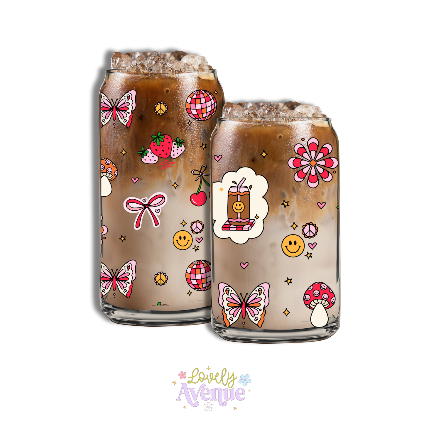 Retro Doodle Cuties - Glass Cup