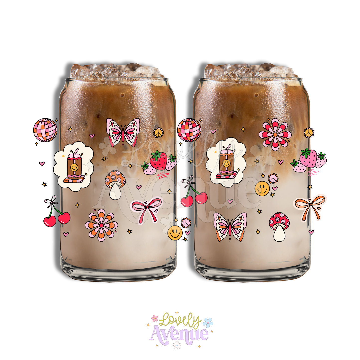 Retro Doodle Cuties - Glass Cup