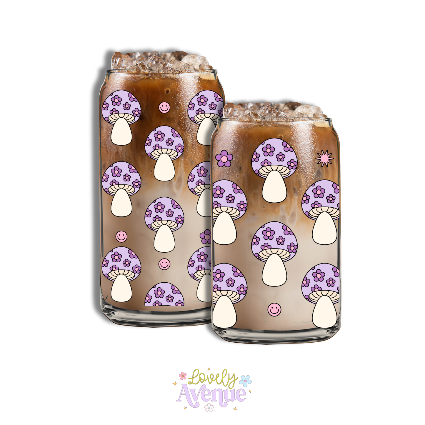 Purple Daisy Mushies - Glass Cup