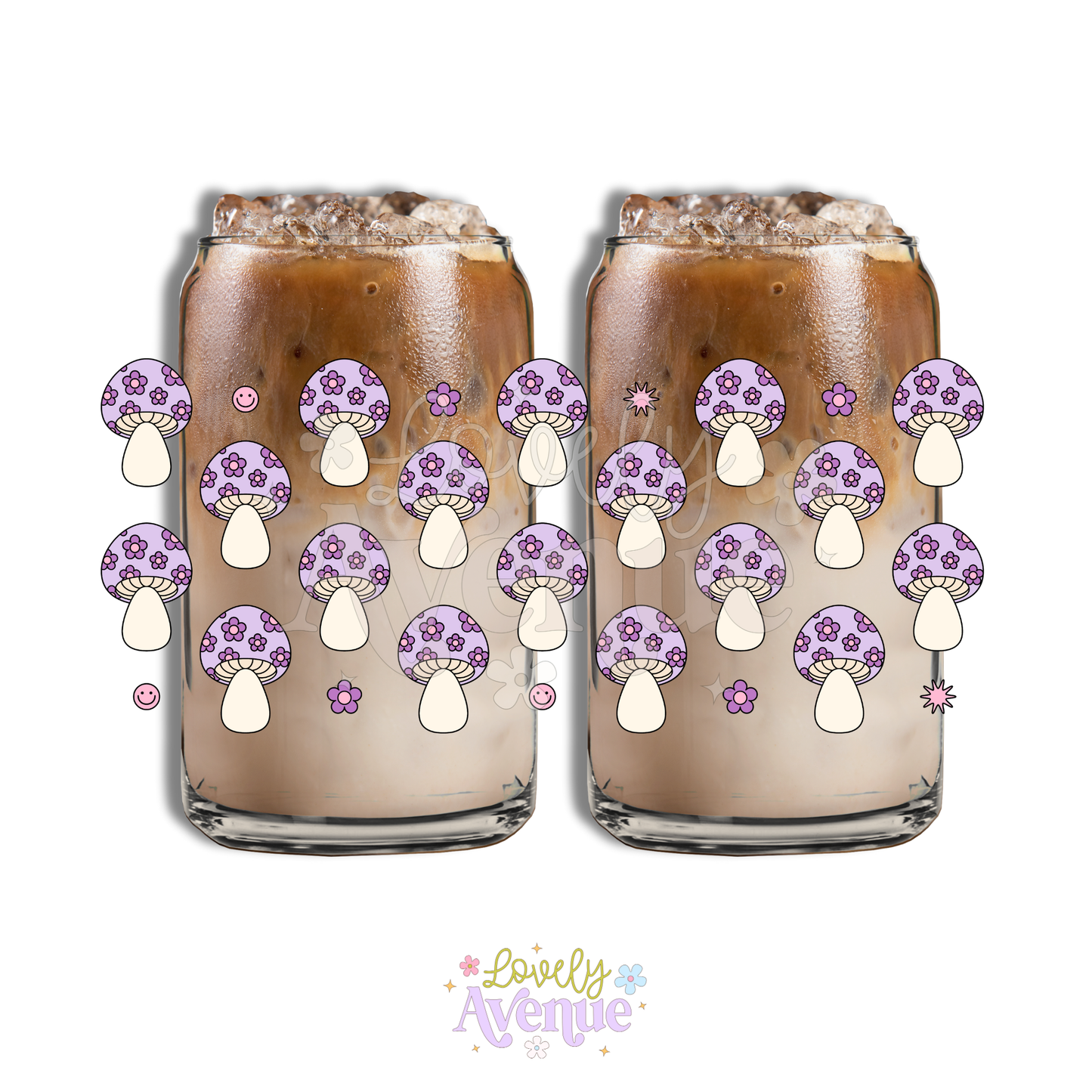 Purple Daisy Mushies - Glass Cup