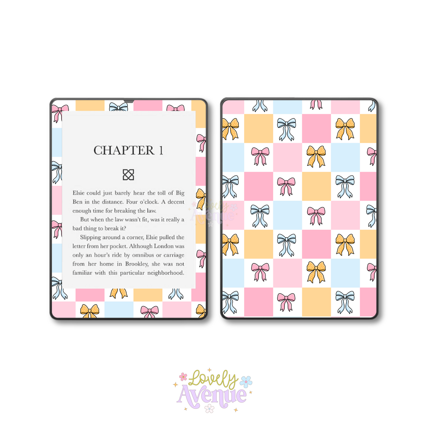 Checkered Bows - E-Reader Skin